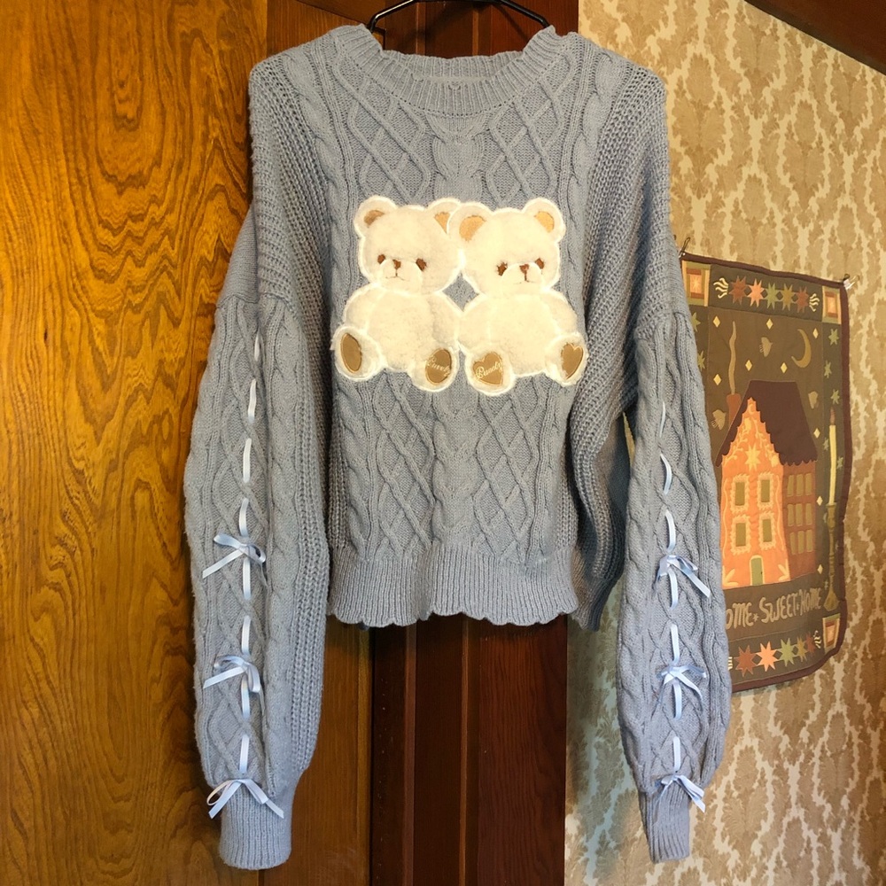 Vintage style kawaii teddy chunky sweater